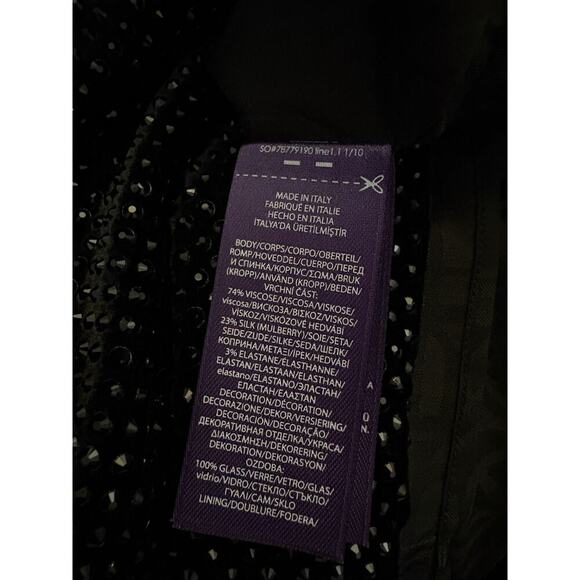 Ralph Lauren Collection Embellished Cocktail Dress 6 S Velvet Crystals Midi $6K - Picture 9 of 9